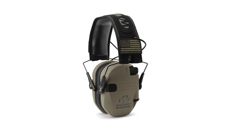 Walkers Razor Slim Electronic Muff, 23 dB, FDE, American Flag, GWP-RSEMPAT-FDE