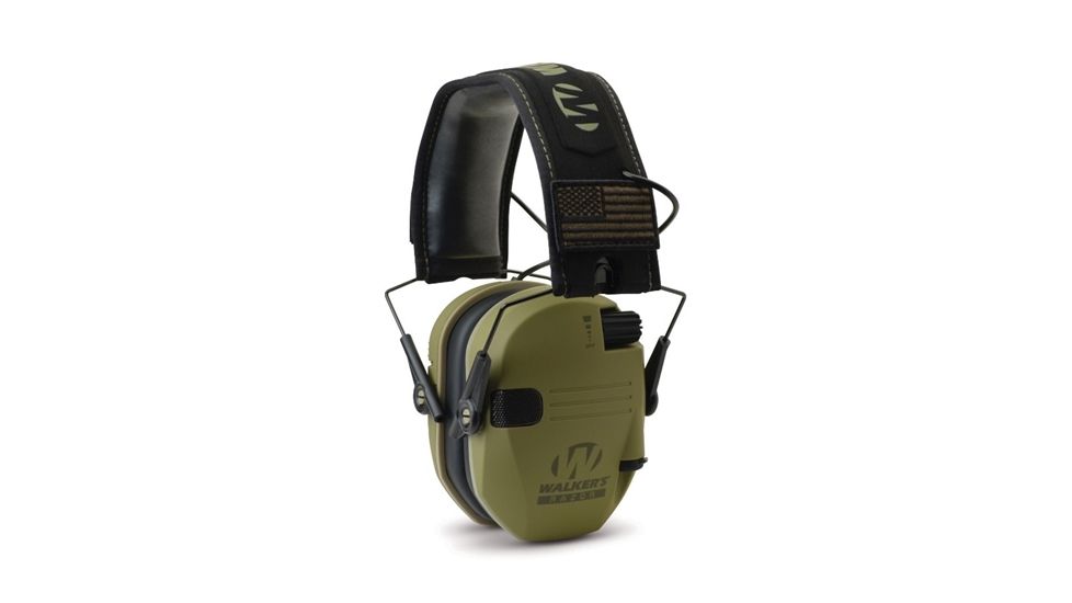 Walkers Razor Slim Electronic Muff, 23 dB, OD Green, GWP-RSEMPAT-ODG