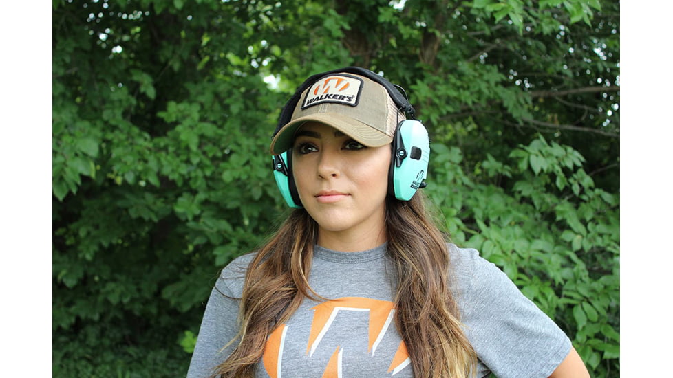 Walkers Razor Slim Shooter Folding Electronic Ear Muff, 23 dB NRR, Light Teal, GWP-RSEM-LTL