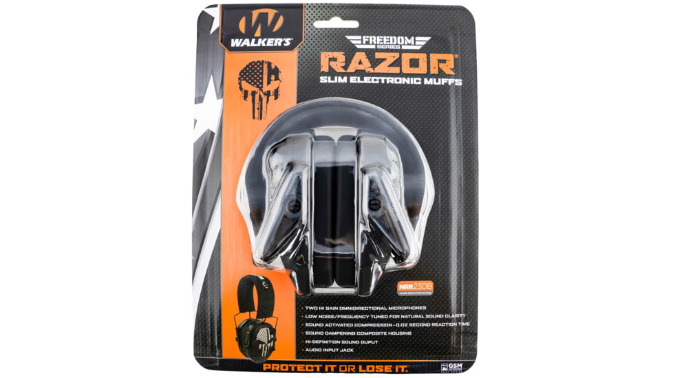 Walkers WP-RSEMFS-PUN Razor Freedom Muff 23 DB Over The Head Polymer Black Ear