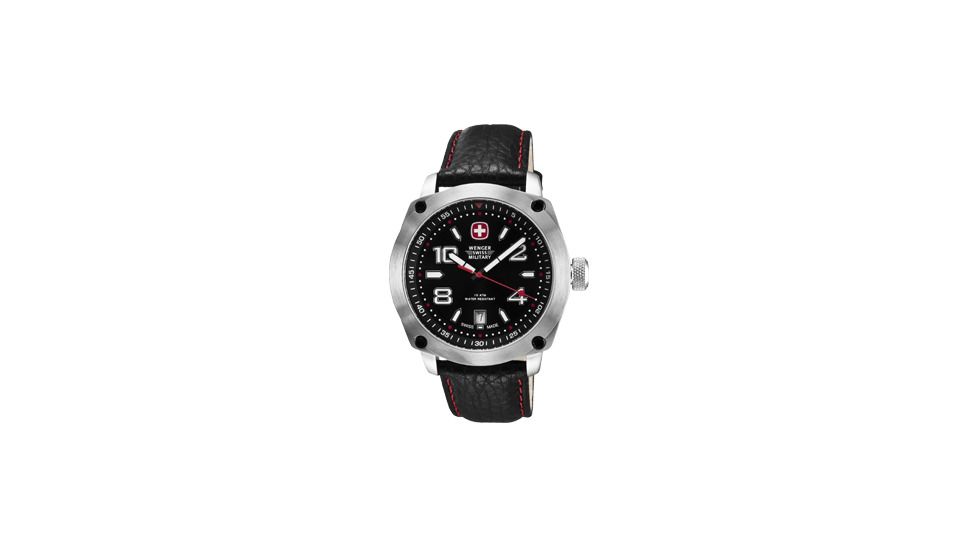Wenger Mens Outback Sport Watch w/ Black and Red dial/black Leather strap 79373