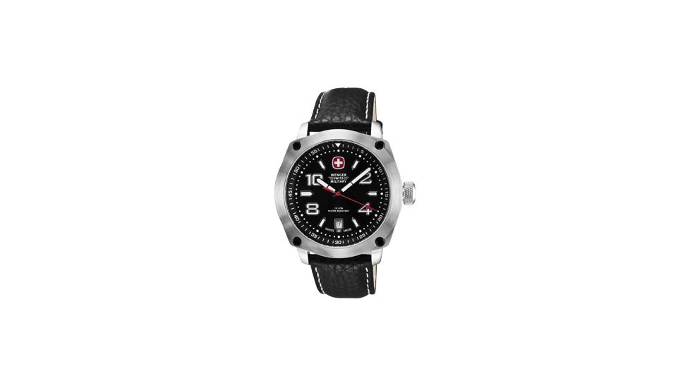Wenger Mens Outback Sport Watch w/ Black and white dial/black Leather strap 79375