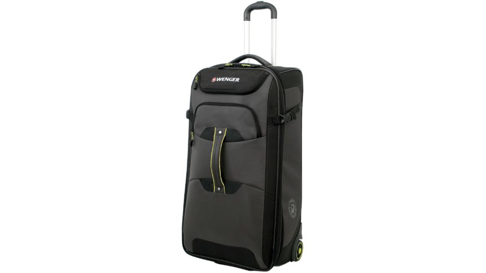 Wenger Terrian Crossing 28in rolling upright duffle bag, Grey w/ Lime 12496