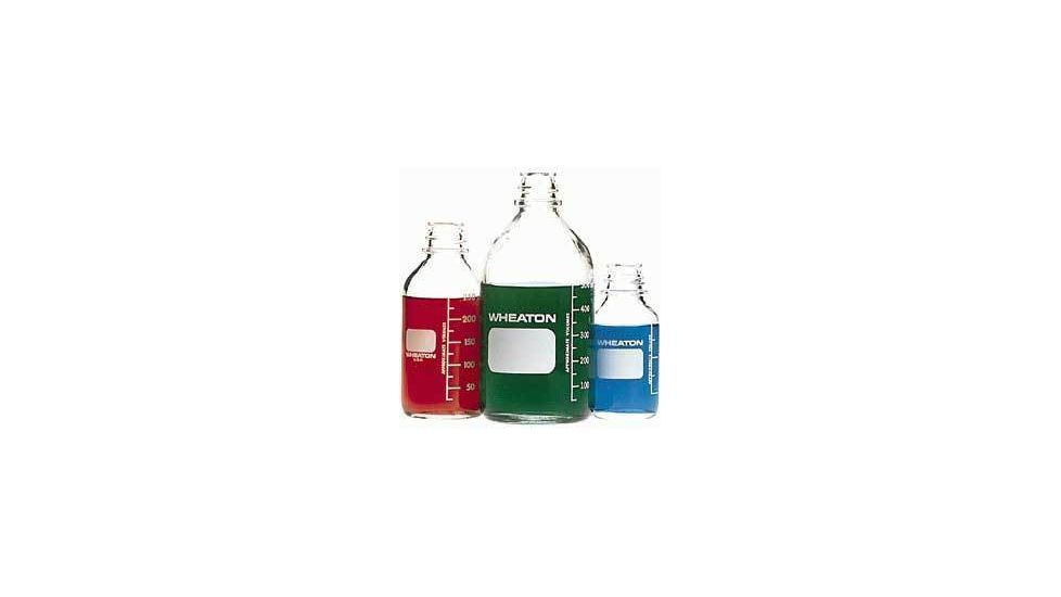 Wheaton Media Bottles, Graduated, Wheaton 219759 With Rubber-Lined Cap