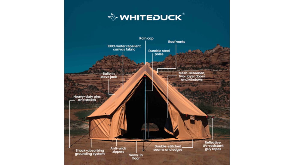 White Duck Regatta Bell Tent, Water Repellent, Desert Red, 20ft, WD-RBT-23