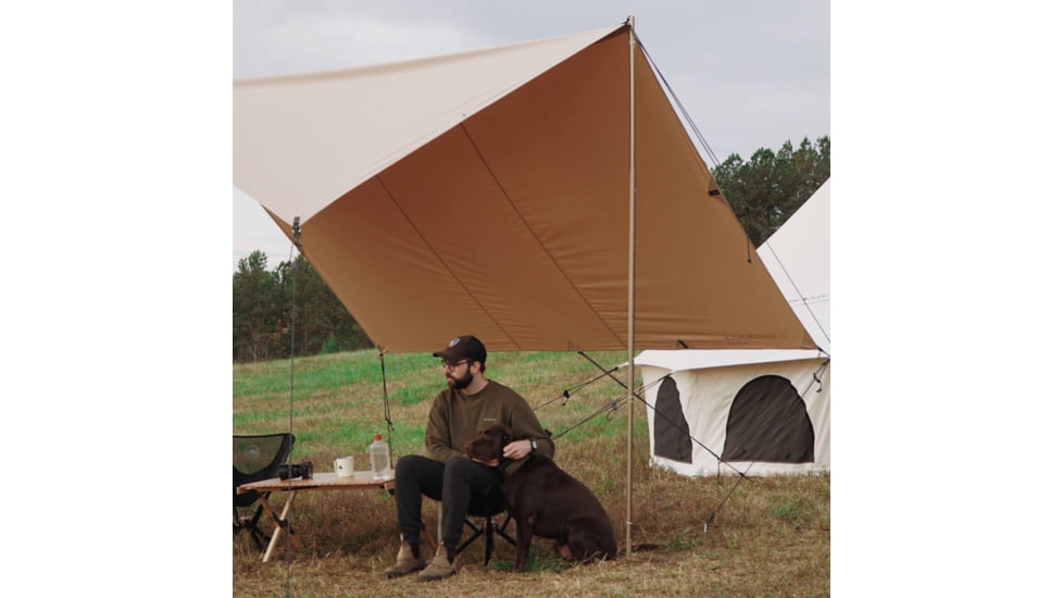 White Duck Sunshade Tarp 330 w/ Poles, 13ft x 13ft/4 x 4 m, SS-4x4-WR
