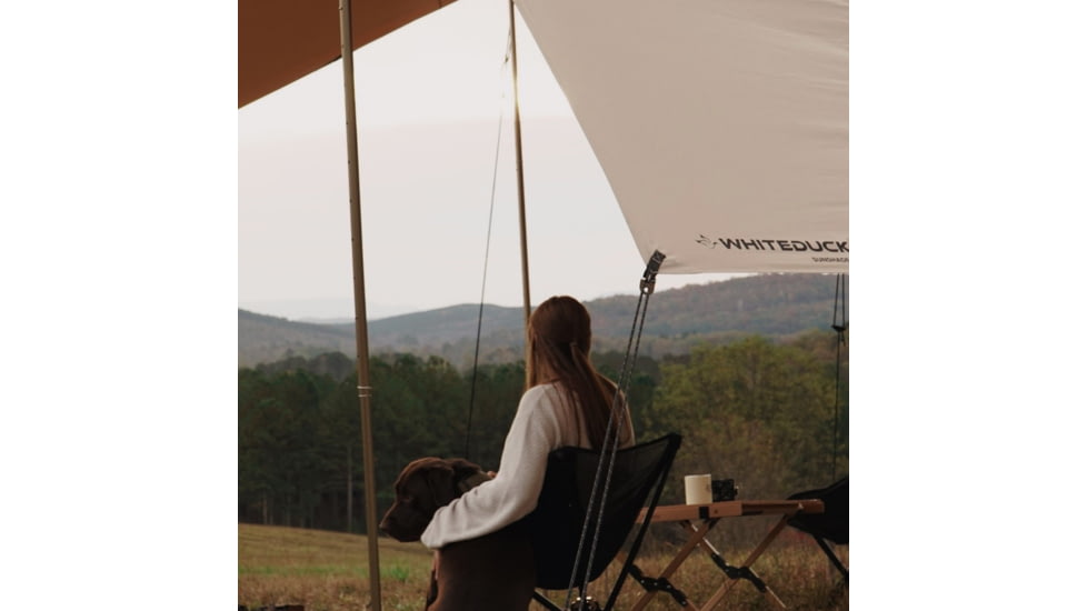 White Duck Sunshade Tarp 330 w/ Poles, 13ft x 13ft/4 x 4 m, SS-4x4-WR