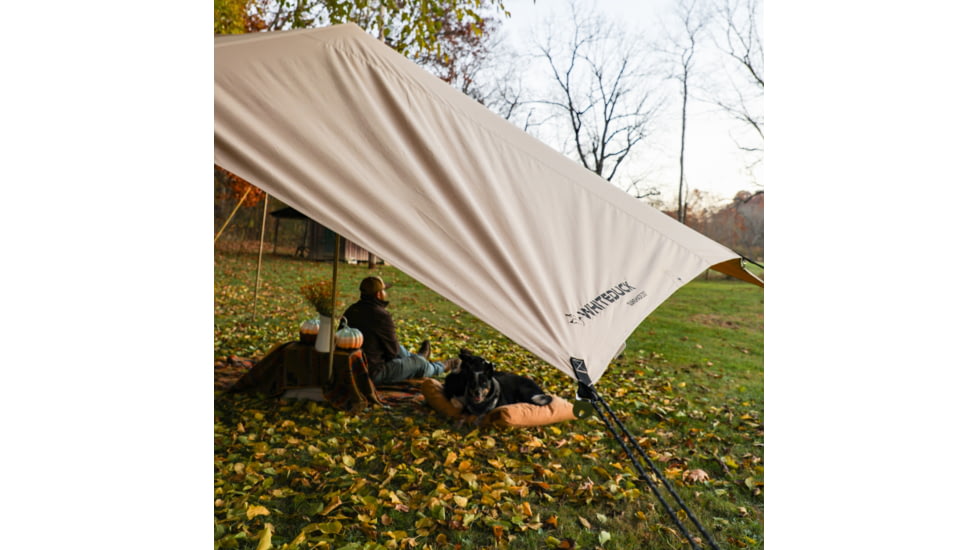 White Duck Sunshade Tarp 330 w/ Poles, 13ft x 13ft/4 x 4 m, SS-4x4-WR