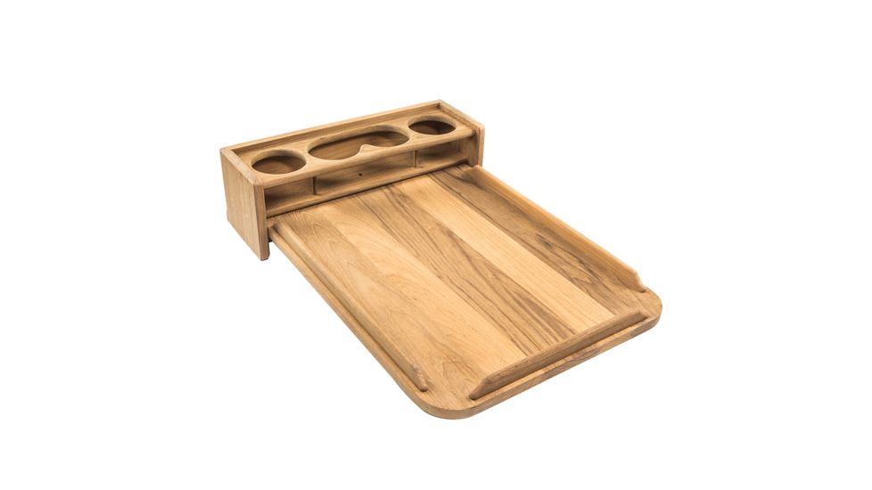 Whitecap Teak Drinkholder w/Removable Cockpit Table Top - Holds 4 Glasses 50687