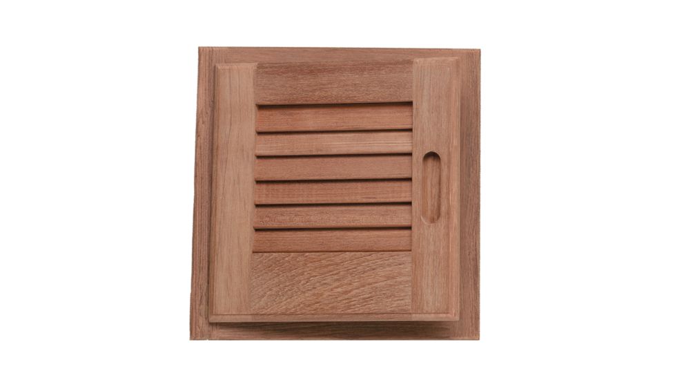 Whitecap Teak Louvered Door &amp; Frame - Left Hand - 12" x 12" 50662
