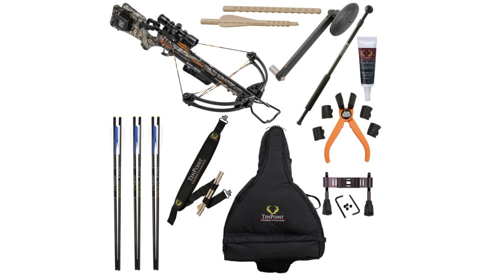 Wicked Ridge Invader G3 Crossbow w/ ACUdraw, 3x Multi-Line Scope, 3 Carbon Arrows and Quiver, Mossy Oak Treestand Camo, WR15005-7532 W/ Vanguard Veo Shooting Stick