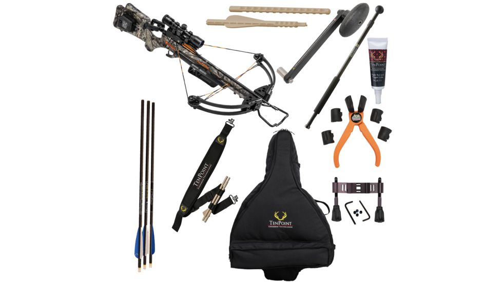 Wicked Ridge Invader G3 Crossbow w/ ACUdraw, 3x Multi-Line Scope, 3 Carbon Arrows and Quiver, Mossy Oak Treestand Camo, WR15005-7532 W/ Vanguard Quest Tripod