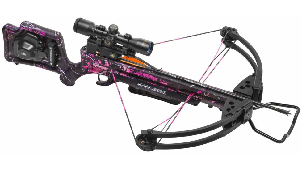 Wicked Ridge Lady Ranger Crossbow Package w/ACU-52,3x Multi-Line Scope, 3 Carbon 18 in Arrows, Quiver,150lb Draw Weight, Muddy Girl Camo, WR15025-9536