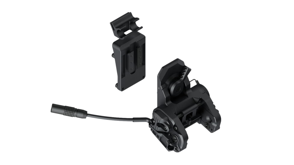 Wilcox DPAM NVG Mount/Quick Release Shroud Interface Plate/LEMO Pigtail Storage for HGU-56/SPH-4, Black, 62100G07-B