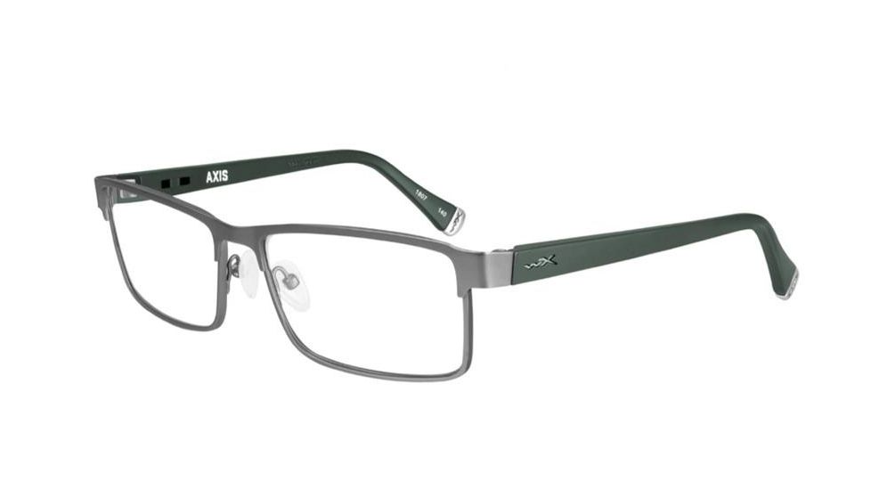 Wiley X Axis Safety Glasses, Matte Dark Gunmetal/ Utility Green Frame, No Polarized Lens WSAXI01
