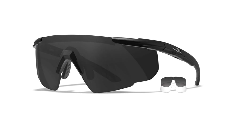 Wiley X Changeable Series Saber Advanced Safety Glasses, Matte Black Frame, Clear Grey Lens, 315