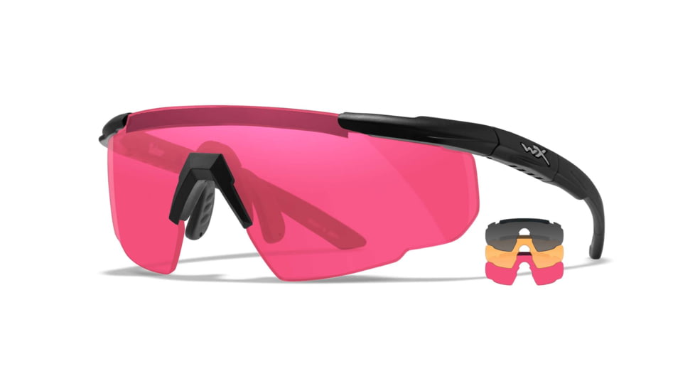 Wiley X Changeable Series Saber Advanced Safety Glasses, Matte Black Frame, Grey Light Rust Vermillion Lens, 309