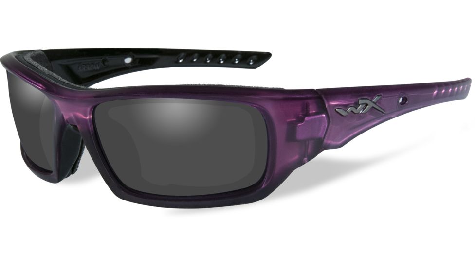 Wiley X Climate Control Series Arrow Sunglasses,Crystal Plum Frame,Smoke Grey Lens CCARR02