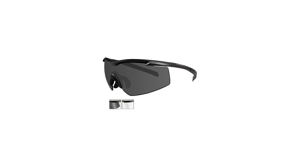 Wiley X PT-3 Sunglasses 2 Lens Set, Smoke, Clear w/RX Insert PT-3SCRX