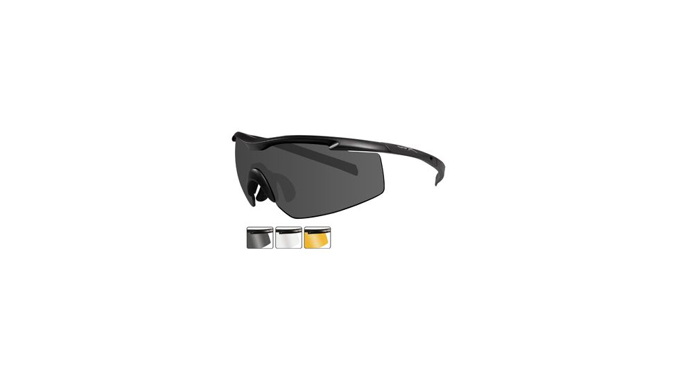 Wiley X PT-3 Sunglasses w/ 3 Lens Set - Smoke, Clear, Light Rust PT-3SCL