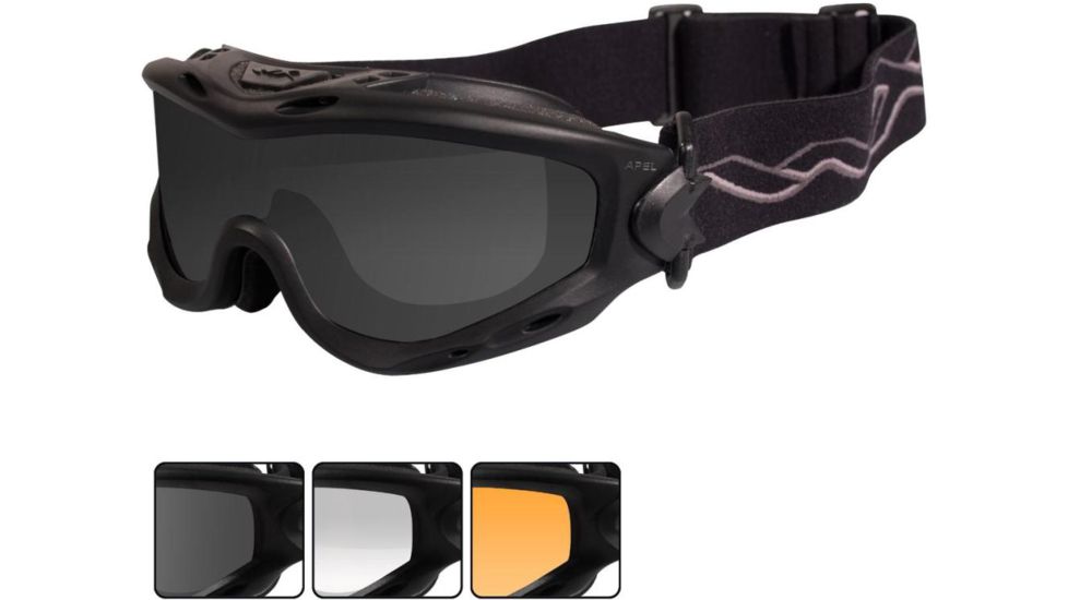 Wiley X Spear Goggles - Smoke Gray, Clear, Light Rust Lenses w/Matte Blk Frame SP293B