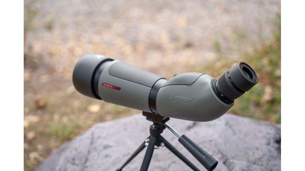 Winchester Supreme Optics W20-60x65mm Spotting Scope, Angled, Black/Gray, WQ-SS-SPRM12-20-60x65