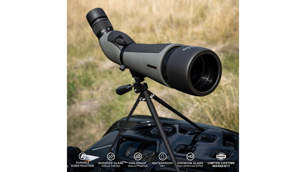 Winchester Supreme Optics W20-60x65mm Spotting Scope, Angled, Black/Gray, WQ-SS-SPRM12-20-60x65