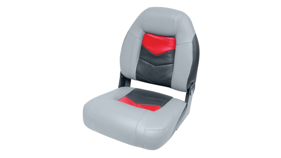 Wise Pro-Angler Folding Boat Seat, Marble Grey/Regal Red/Charcoal, Medium, 3304-1881