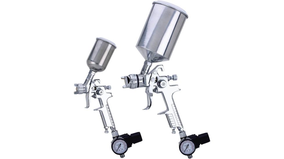 Shop Fox HVLP 2 Spray Gun Set with Gauges &amp; Metal Cups, W1797