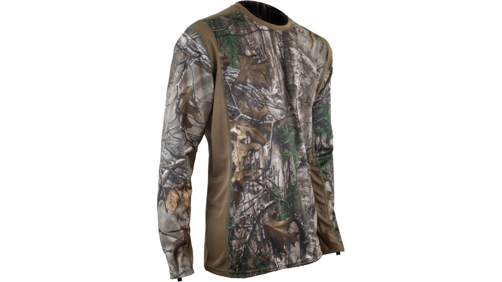 XGO Men's Phase 1 Long Sleeve Crew w/Panels, Real Tree Ap Xtra, 2XL, 1G11APQP-2XL-92