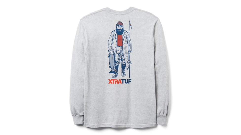 Xtratuf Long Sleeve Marty the Fisherman Tee - Men's, Grey- Red/blue INK, LRG, XALS-101-GRY-LRG
