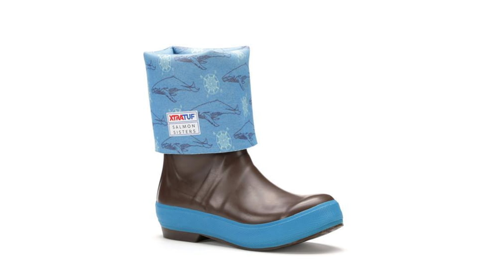 Xtratuf Salmon Sisters Legacy Whale Print - Womens, Chocolate/Blue, 5, 25512-BRN-050