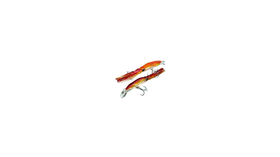 Yo-Zuri 3D Squirt Hardbait Squid, 7 1/2in, 1 1/2 oz Squid Tail, Gold Red, Floating, R1166CPGR