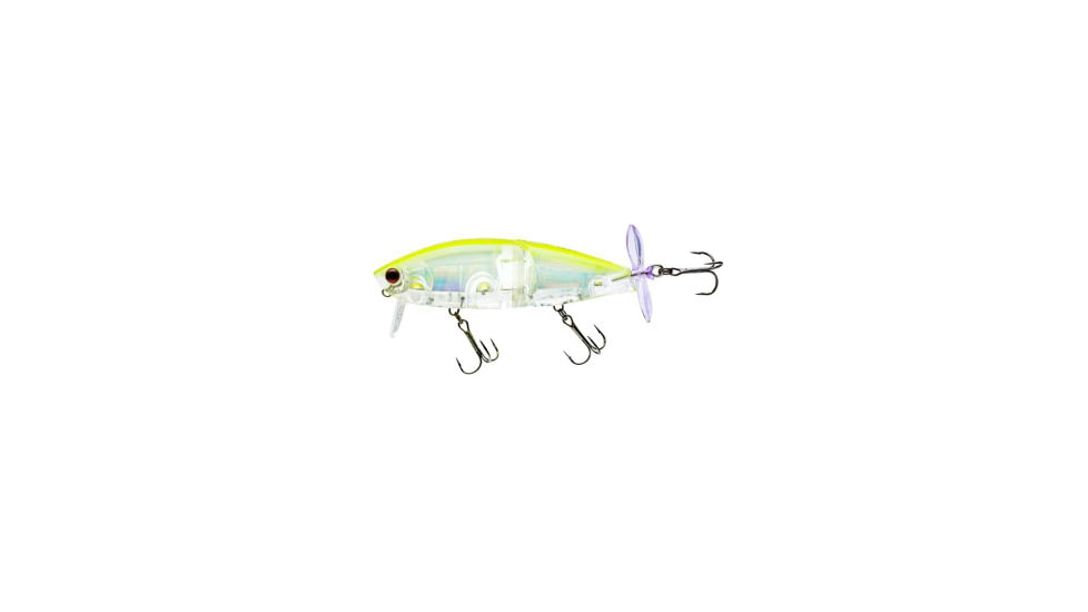 Yo-Zuri 3DB Wake Prop Floating Lure, 85mm, 3-3/8in, Prism Chartreuse Shad, R1475 PCLS