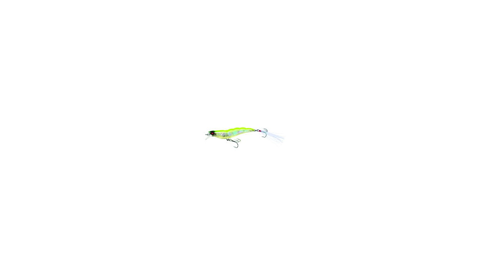 Yo-Zuri Crystal 3D Shrimp Mylar Tinsel Tail, 2 3/4in, 1/4 oz Luminescent Aurora Chartreuse, Sinking, R1161LSAC