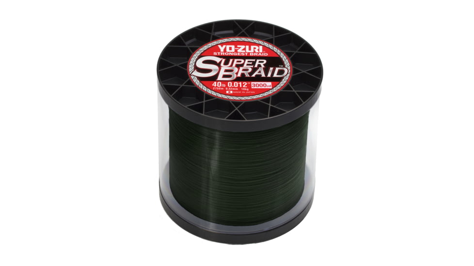 Yo-Zuri SuperBraid Braided Line, 40lb Test, 3000yd Green, Spool, YZSB40LBDG3000YD