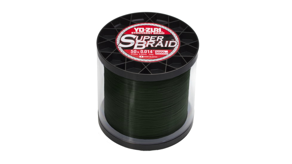 Yo-Zuri SuperBraid Braided Line, 50lb Test, 3000yd Green, Spool, YZSB50LBDG3000YD