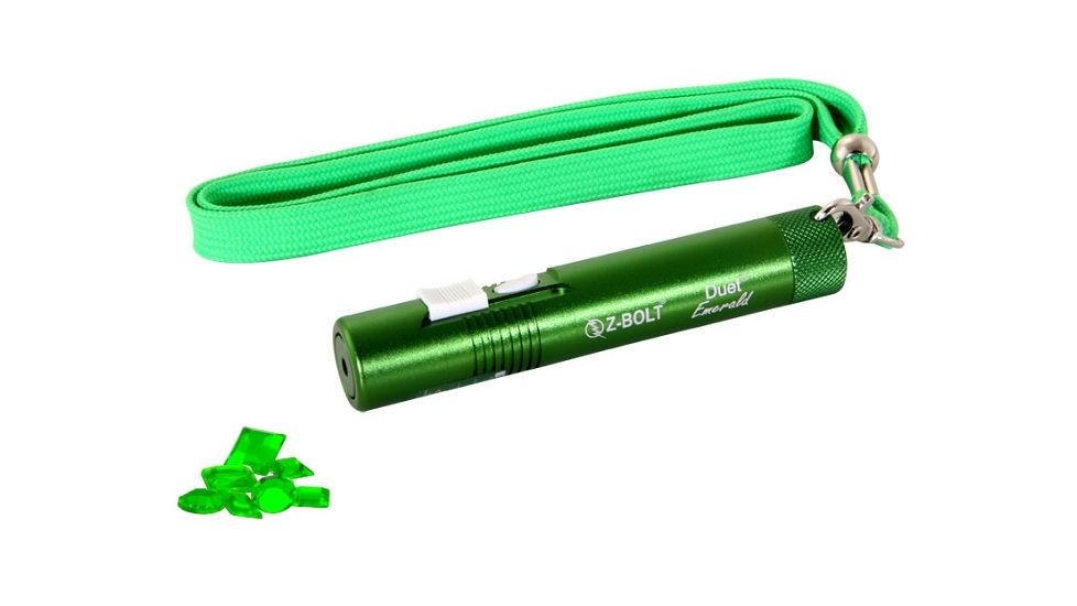 Z-Bolt D-5-G Duet Emerald Blue Pointer, Tru Green Laser, Dual Switch, FDA Class 3A, Green, Small, D-5-G