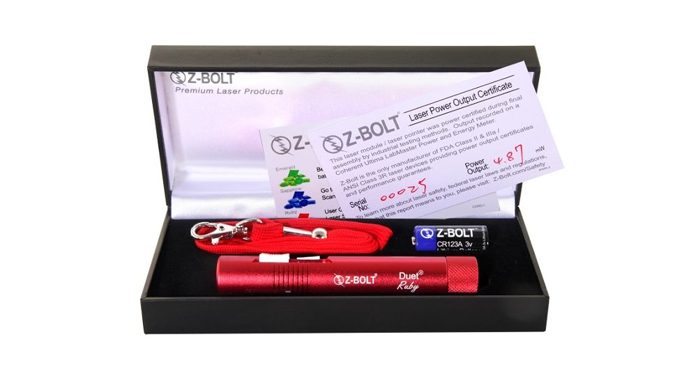 Z-Bolt D-5-R Duet Ruby Blue Pointer, Tru Green Laser, Dual Switch, Red, Small, D-5-R, EDEMO1