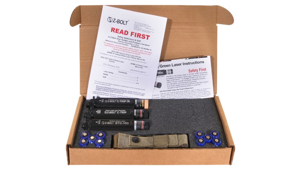 Z-Bolt Laser EOD Kit, 2x Green Tactical Designators, 1x IR Illuminator, Ranger Green, Green/IR, Z-BOLT-EOD-RG