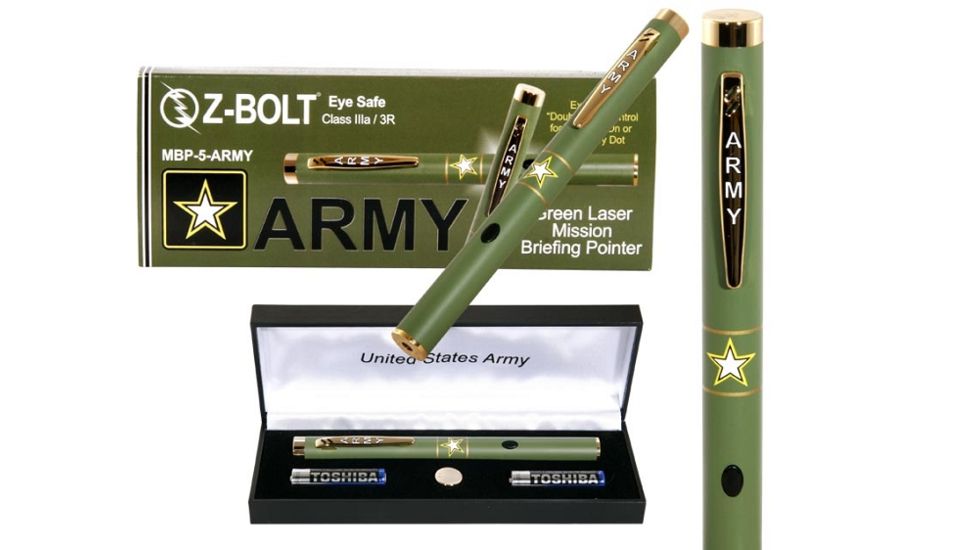 Z-Bolt MBP-5 Military Pride Green Laser Pointer ARMY, Standard Laser Pointer, Army Green, Small, MBP-5-ARMY