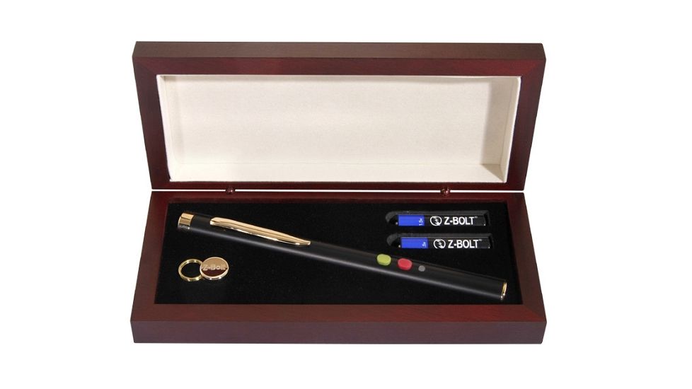 Z-Bolt Red &amp; Green Laser - Dual Beam, Premium Wood Case, Standard Laser Pointer, Matte Black Finish, Small, BTG-7B