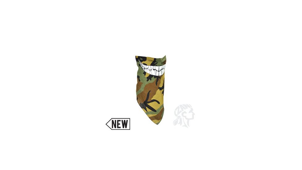 Zan Headgear 3-IN-1 Bandanna, Cotton, Glow in the Dark, Camo with Teeth BV072G