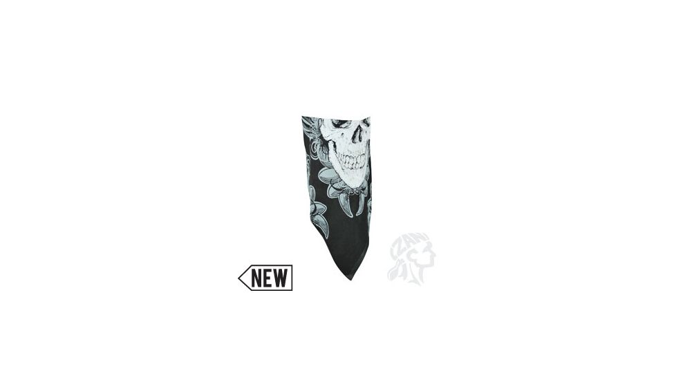 Zan Headgear 3-IN-1 Bandanna, Cotton, Ornate Skull, Grey BV014