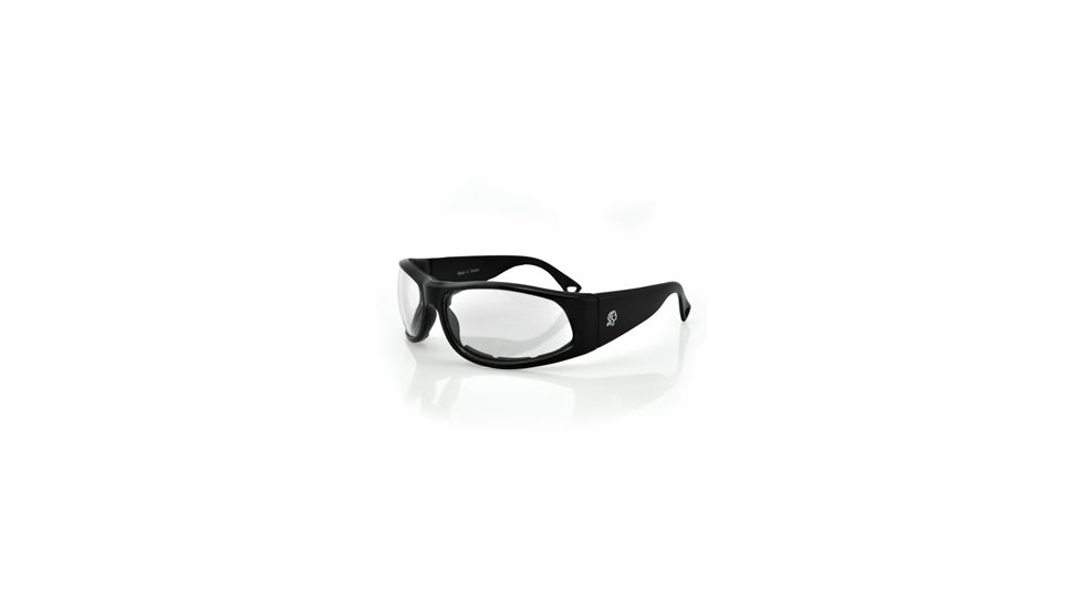 Zan Headgear California Sunglass, Shiny Black Foam Padded, Clear Lens EZCA001C