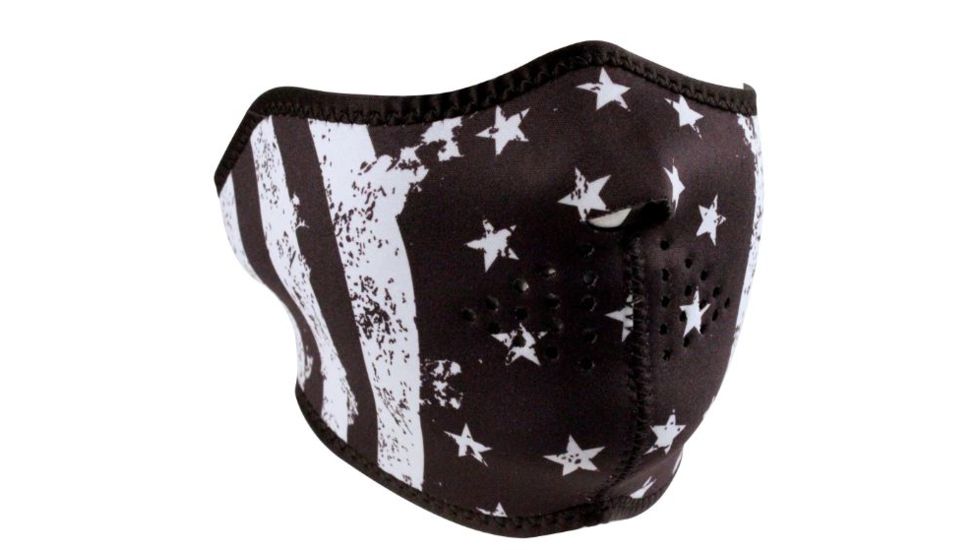 Zan Headgear Neoprene Half Mask, Black &amp; White Flag, WNFM091H
