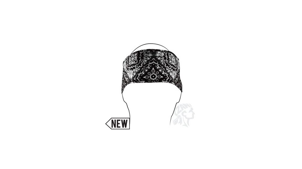 Zan Headgear Headband, Cotton, Black Paisley HBV101