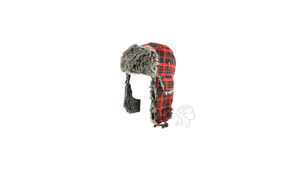 Zan Headgear Trooper Hat with Grey Fur, Buffalo Plaid WTH068