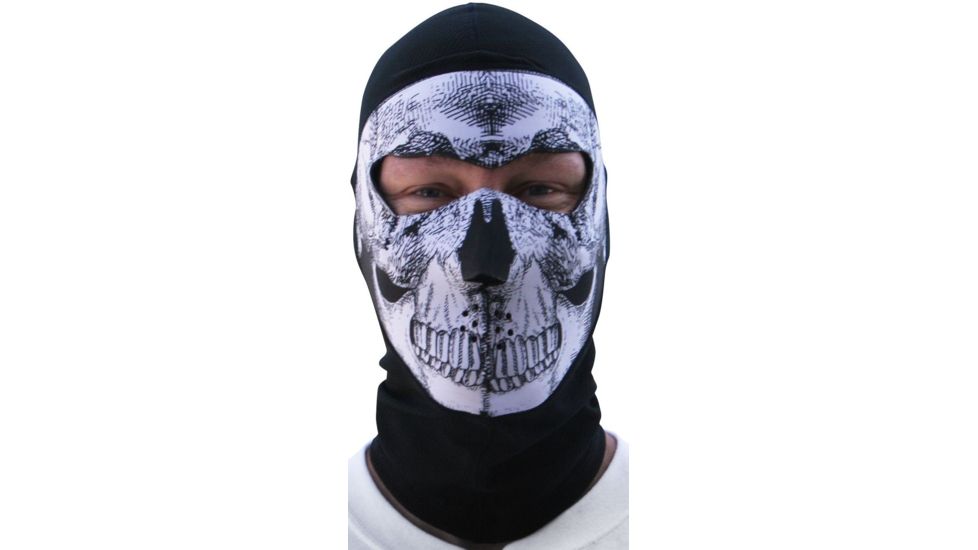 Zan Headgear Coolmax Balaclava, Extreme B&amp;W Skull WBC002NFME