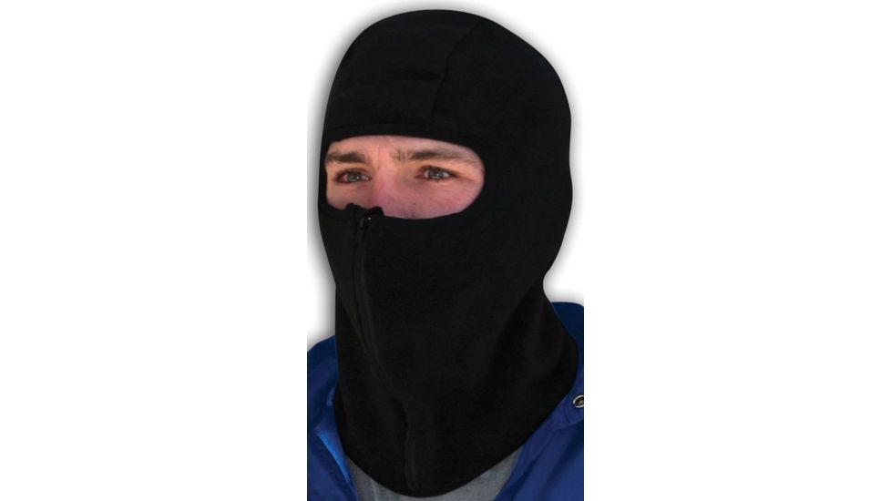 Zan Headgear Balaclava Black Microfleece w/ Zipper WBF114Z